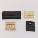 Christian Dior Wallet Leather 10 Set Beige Black black Auth fm5377-10