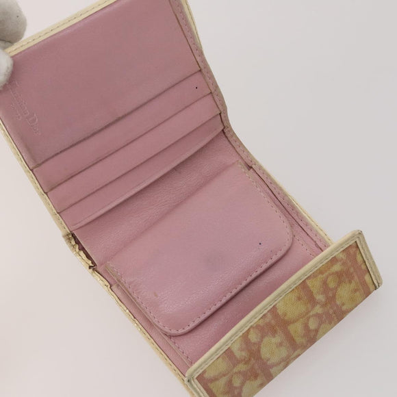Christian Dior Wallet Leather 10 Set Beige Black black Auth fm5377