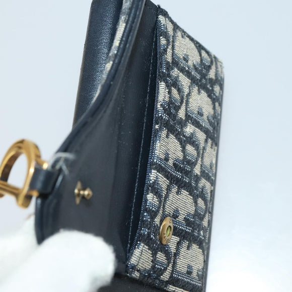 Christian Dior Wallet Leather 10 Set Beige Black black Auth fm5377