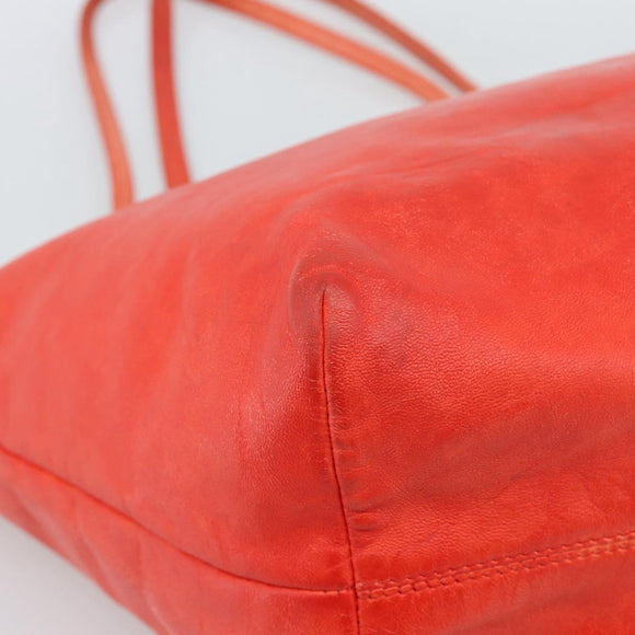 LOEWE Tote Bag Leather Red Gold Auth fm5379
