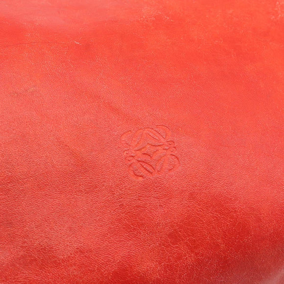LOEWE Tote Bag Leather Red Gold Auth fm5379