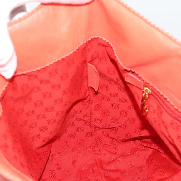 LOEWE Tote Bag Leather Red Gold Auth fm5379