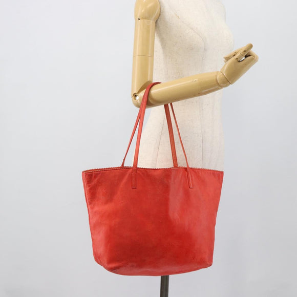 LOEWE Tote Bag Leather Red Gold Auth fm5379