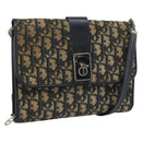 Christian Dior Trotter Canvas Shoulder Bag Navy Gold Auth fm5383-1