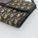 Christian Dior Trotter Canvas Shoulder Bag Navy Gold Auth fm5383-10