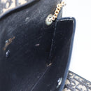 Christian Dior Trotter Canvas Shoulder Bag Navy Gold Auth fm5383-17