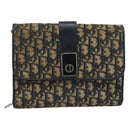 Christian Dior Trotter Canvas Shoulder Bag Navy Gold Auth fm5383-2