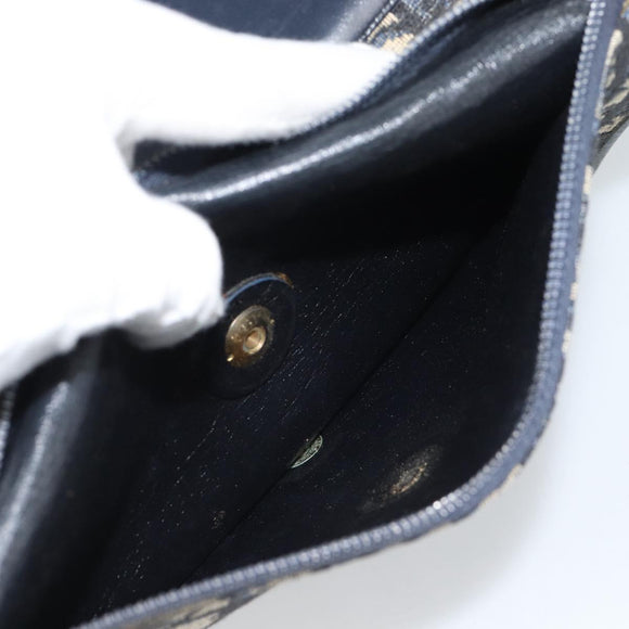 Christian Dior Trotter Canvas Shoulder Bag Navy Gold Auth fm5383