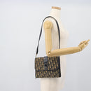 Christian Dior Trotter Canvas Shoulder Bag Navy Gold Auth fm5383-21