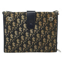 Christian Dior Trotter Canvas Shoulder Bag Navy Gold Auth fm5383-3