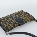 Christian Dior Trotter Canvas Shoulder Bag Navy Gold Auth fm5383-6