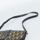 Christian Dior Trotter Canvas Shoulder Bag Navy Gold Auth fm5383-8
