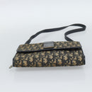 Christian Dior Trotter Canvas Shoulder Bag Navy Gold Auth fm5383-9