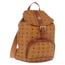 MCM Vicetos Logogram Backpack PVC Beige Gold Auth fm5385A-1
