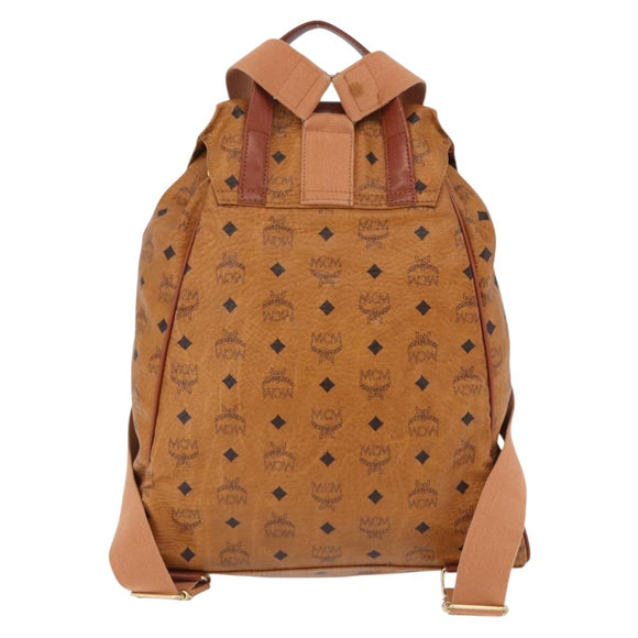 MCM Vicetos Logogram Backpack PVC Beige Gold Auth fm5385A
