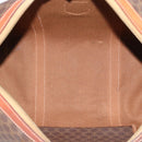CELINE Macadam Canvas Boston Bag PVC Leather Brown Gold Auth fm5386A-11