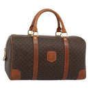 CELINE Macadam Canvas Boston Bag PVC Leather Brown Gold Auth fm5386A-1