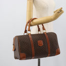 CELINE Macadam Canvas Boston Bag PVC Leather Brown Gold Auth fm5386A-20