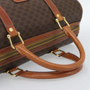 CELINE Macadam Canvas Boston Bag PVC Leather Brown Gold Auth fm5386A-7