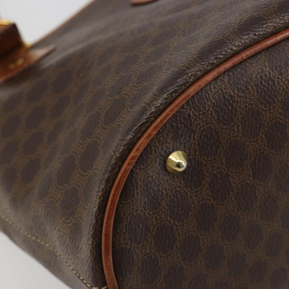 CELINE Macadam Canvas Shoulder Bag PVC Leather Brown Gold Auth fm5387A