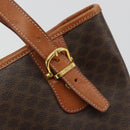 CELINE Macadam Canvas Shoulder Bag PVC Leather Brown Gold Auth fm5387A-9