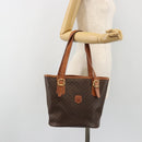 CELINE Macadam Canvas Shoulder Bag PVC Leather Brown Gold Auth fm5387A-24