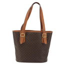 CELINE Macadam Canvas Shoulder Bag PVC Leather Brown Gold Auth fm5387A-2