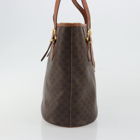CELINE Macadam Canvas Shoulder Bag PVC Leather Brown Gold Auth fm5387A