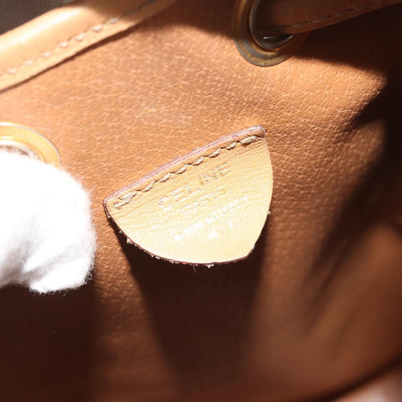 CELINE Macadam Canvas Hand Bag PVC Beige Gold Auth fm5389A