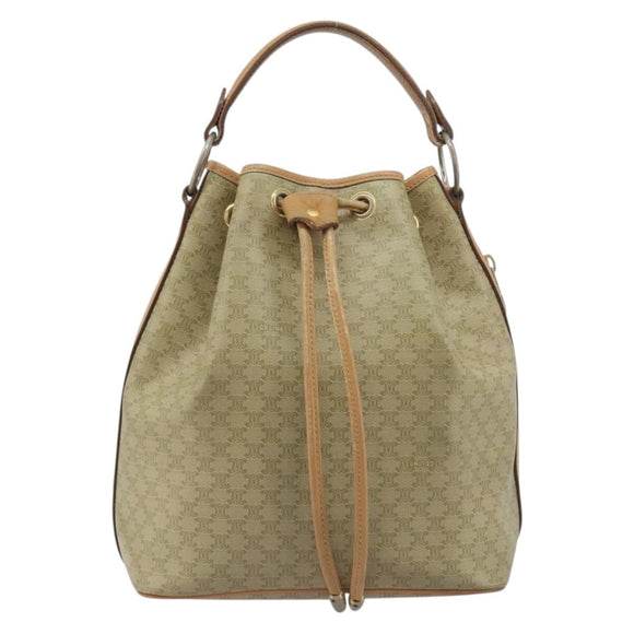 CELINE Macadam Canvas Hand Bag PVC Beige Gold Auth fm5389A