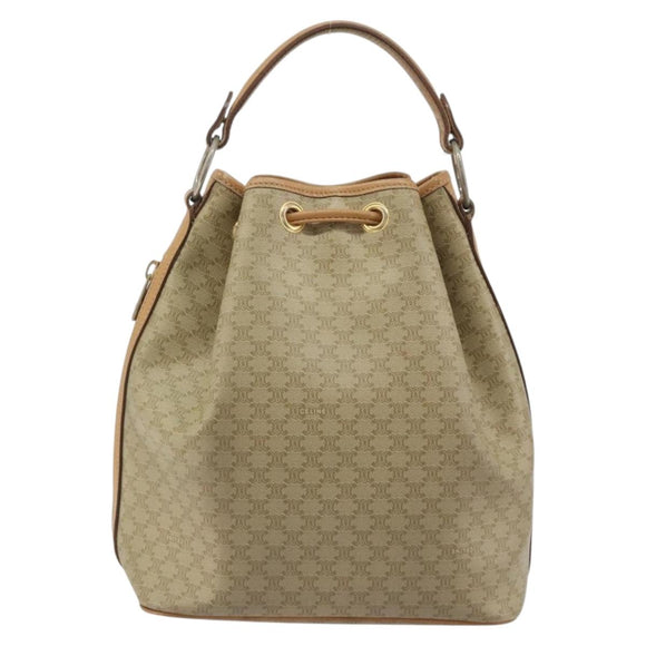 CELINE Macadam Canvas Hand Bag PVC Beige Gold Auth fm5389A