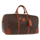 CELINE Macadam Canvas Boston Bag PVC Leather Brown Gold Auth fm5391-1