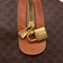 CELINE Macadam Canvas Boston Bag PVC Leather Brown Gold Auth fm5391-17