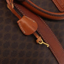 CELINE Macadam Canvas Boston Bag PVC Leather Brown Gold Auth fm5391-10