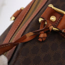 CELINE Macadam Canvas Boston Bag PVC Leather Brown Gold Auth fm5391-11