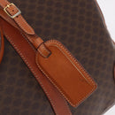 CELINE Macadam Canvas Boston Bag PVC Leather Brown Gold Auth fm5391-18
