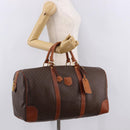 CELINE Macadam Canvas Boston Bag PVC Leather Brown Gold Auth fm5391-23
