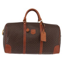 CELINE Macadam Canvas Boston Bag PVC Leather Brown Gold Auth fm5391-13