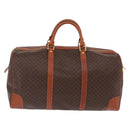 CELINE Macadam Canvas Boston Bag PVC Leather Brown Gold Auth fm5391-2