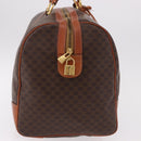 CELINE Macadam Canvas Boston Bag PVC Leather Brown Gold Auth fm5391-4