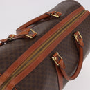 CELINE Macadam Canvas Boston Bag PVC Leather Brown Gold Auth fm5391-6