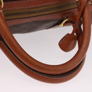 CELINE Macadam Canvas Boston Bag PVC Leather Brown Gold Auth fm5391-7