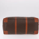 CELINE Macadam Canvas Boston Bag PVC Leather Brown Gold Auth fm5391-5