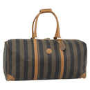 FENDI Pecan Canvas Boston Bag PVC 2way Black Brown Auth fm5392-1