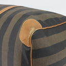 FENDI Pecan Canvas Boston Bag PVC 2way Black Brown Auth fm5392-8