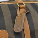 FENDI Pecan Canvas Boston Bag PVC 2way Black Brown Auth fm5392-9