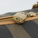 FENDI Pecan Canvas Boston Bag PVC 2way Black Brown Auth fm5392-18