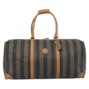 FENDI Pecan Canvas Boston Bag PVC 2way Black Brown Auth fm5392-13