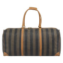 FENDI Pecan Canvas Boston Bag PVC 2way Black Brown Auth fm5392-2