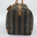 FENDI Pecan Canvas Boston Bag PVC 2way Black Brown Auth fm5392-4